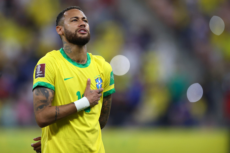 Neymar singing the National anthem for Brazil